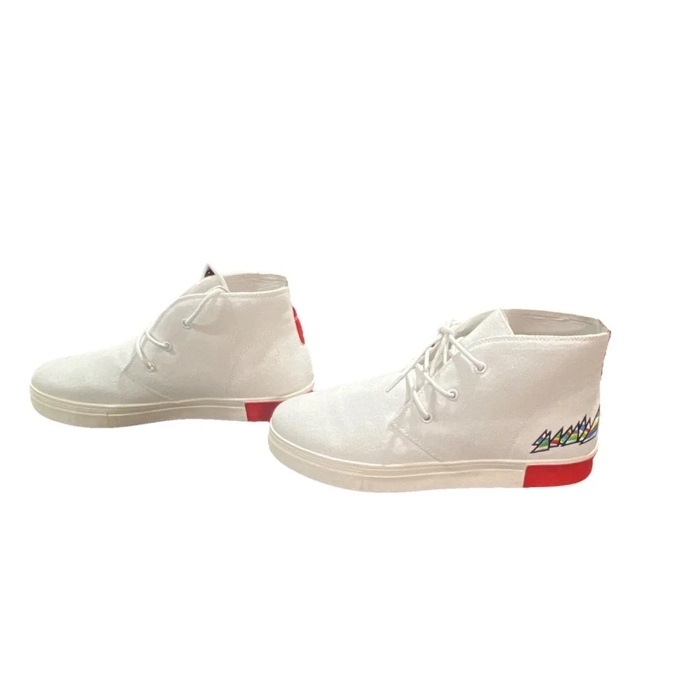 18N23/STRAUSS+RAMM The Chukka-E White Red‎ Canvas Chukka Sneakers Men's US 11.5